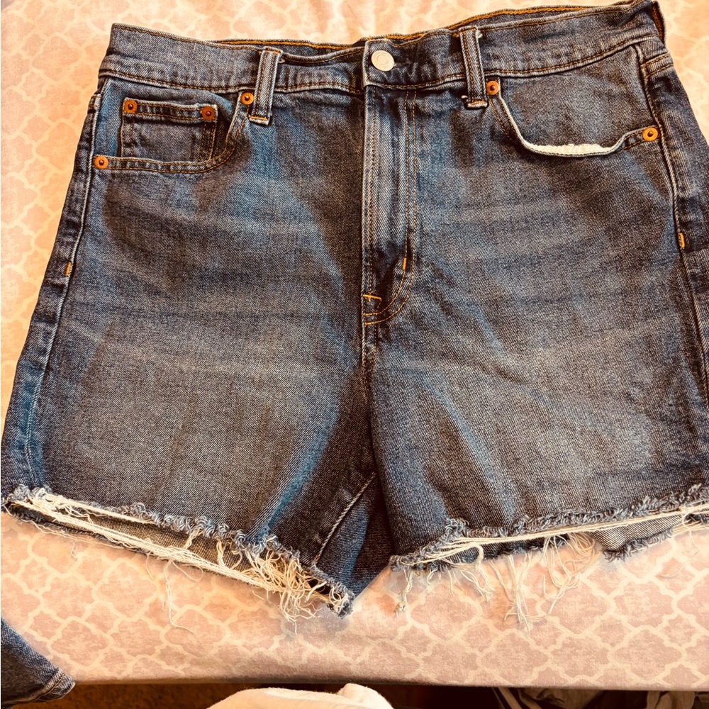 GAP Blue Jean Shorts Distressed Frayed Hem